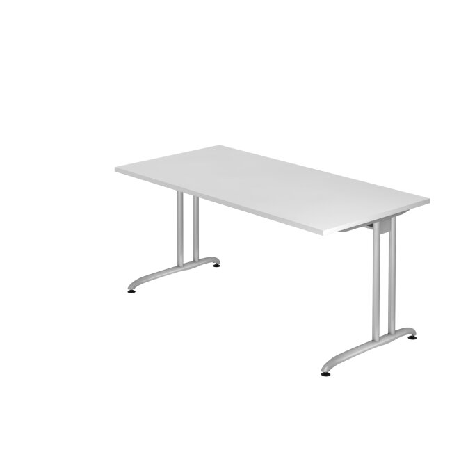 Schreibtisch Berlin - B 1600 mm - C-Fuß - silber/weiß