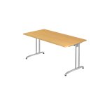 Schreibtisch Berlin - B 1600 mm - C-Fuß - silber/buche