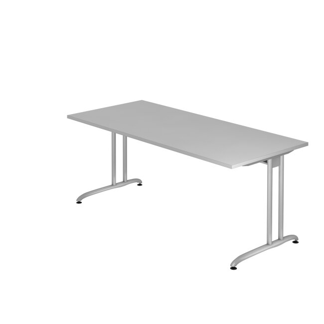 Schreibtisch Berlin - B 1800 mm - C-Fuß - silber/grau