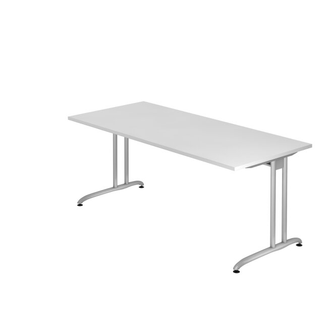 Schreibtisch Berlin - B 1800 mm - C-Fuß - silber/weiß