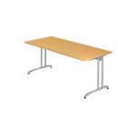 Schreibtisch Berlin - B 1800 mm - C-Fuß - silber/buche
