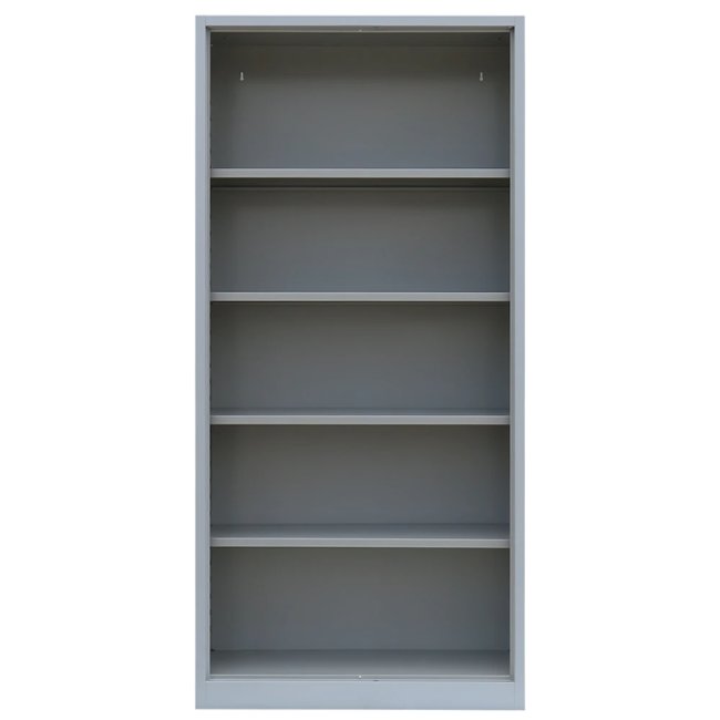Großes Aktenregal, Büroregal, Ordnerregal, Metallregal, günstig, mit 4 Einlegeböden (5 Ordnerhöhen). Universell einsetzbar zum übersichtlichen Sortieren, Aufbewahren und Organisieren von Ordnern und Aufbewahrungsboxen oder Büchern für Büros, Lagerräume, Archive, Keller, Containereinrichtungen und Containerbüros. Langlebige, pflegeleichte, verschweißte Stahlkonstruktion.