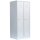 Schrägansicht eines Lüllmann Garderobenschranks mit 2 Abteilen, abschließbar mit Drehriegelverschluss, S/W-Trennung, Korpus und Türen in lichtgrau
