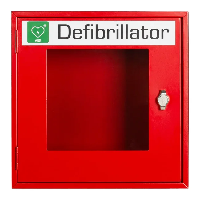 Lüllmann® AED - Defibrillator Schrank, 400 x 400 x 200 mm in feuerrot