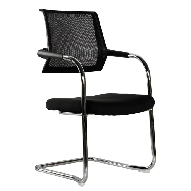 Office Freischwinger mit Netzückenlehne, chrom/schwarz