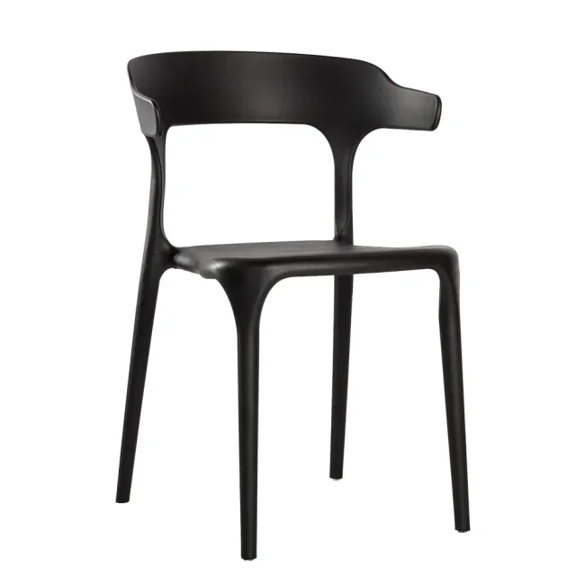 Stapelbarer Designstuhl mit Armlehnen, Farbe schwarz