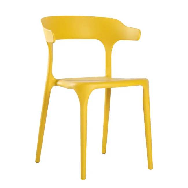 Stapelbarer Designstuhl mit Armlehnen, Farbe sonnengelb
