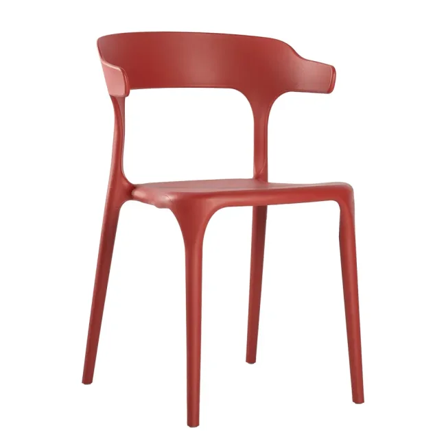 Stapelbarer Designstuhl mit Armlehnen, Farbe rostrot