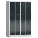 Gebraucht: Kleiderspind aus Metall mit 4 doppelst&ouml;ckigen Abteilen - grau/anthrazit