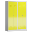B-WARE - ClassiX Garderobenschrank, 4 Abteile, 1800 x 1185 x 500 mm, lichtgrau/zinkgelb