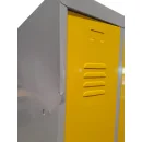 B-WARE - ClassiX Garderobenschrank, 4 Abteile, 1800 x 1185 x 500 mm, lichtgrau/zinkgelb