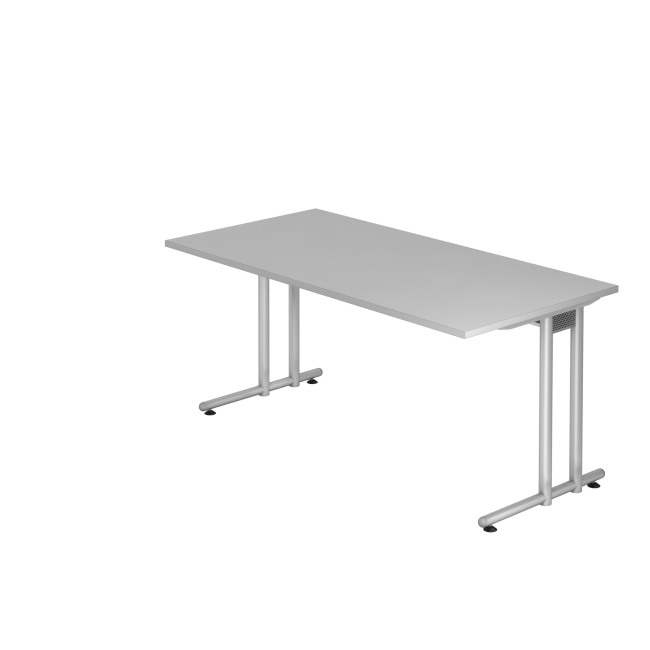 Schreibtisch New York - B 1600 mm - C-Fuß - silber/grau