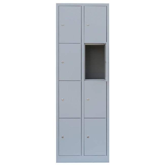 Fächerschrank mit 8 Fächern Schließfachschrank Wertfachschrank Spind 180cmx31,5cmx50cm grau 520420
