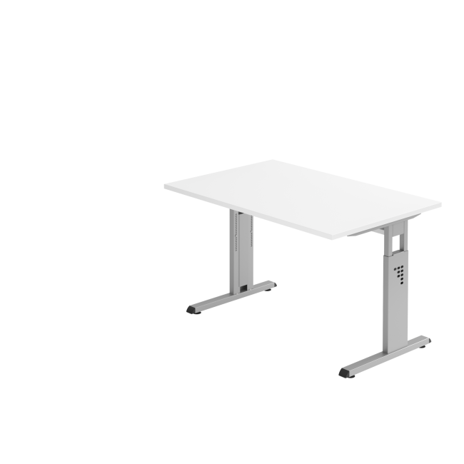 Schreibtisch Osaka - mechanisch höhenverstellbar - B 1200 mm - C-Fuß - silber/weiß