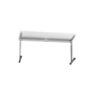 Schreibtisch Osaka - mechanisch h&ouml;henverstellbar - B 1600 mm - C-Fu&szlig; - silber/wei&szlig;