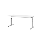 Schreibtisch Osaka - mechanisch h&ouml;henverstellbar - B 1600 mm - C-Fu&szlig; - silber/wei&szlig;