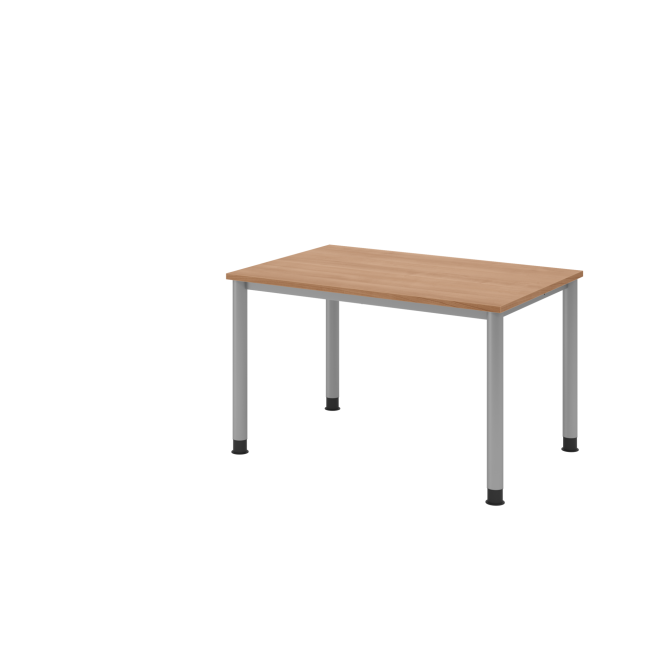 Schreibtisch Helsinki - B 1200 mm - 4-Fuß - höhenverstellbar - silber/nussbaum