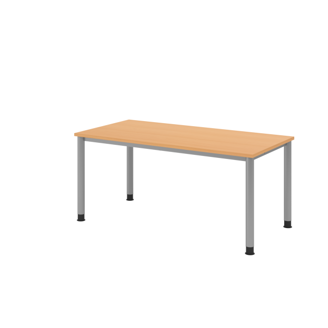 Schreibtisch Helsinki - B 1600 mm - 4-Fuß - höhenverstellbar - silber/buche