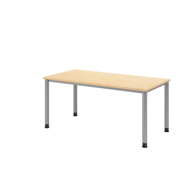 Schreibtisch Helsinki - B 1600 mm - 4-Fuß - höhenverstellbar - silber/ahorn