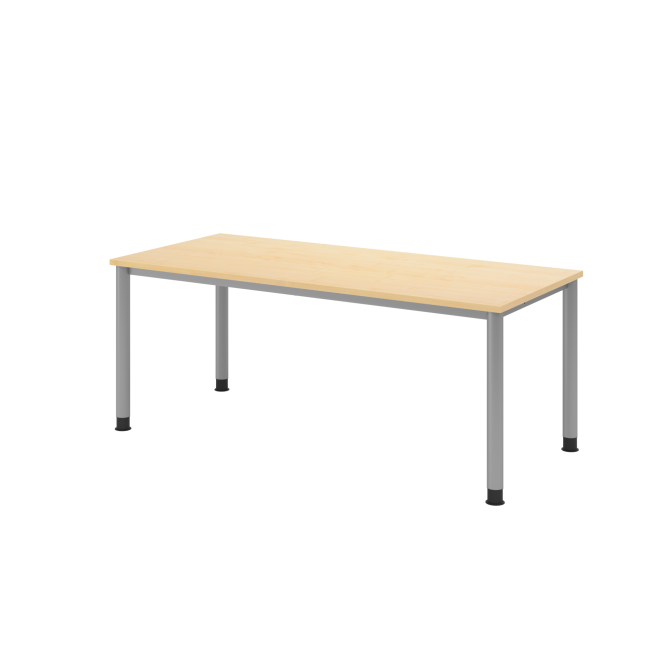 Schreibtisch Helsinki - B 1800 mm - 4-Fuß - höhenverstellbar - silber/ahorn