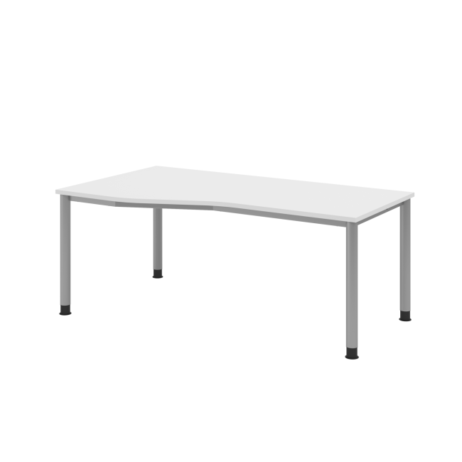 Freiformtisch Helsinki - 4-Fuß - höhenverstellbar - silber/weiß