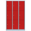 L&uuml;llmann&reg; XL F&auml;cherschrank mit 9 F&auml;chern - grau/rot