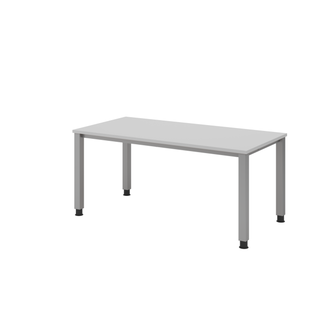 Schreibtisch Quebec - höhenverstellbar - B 1600 mm - 4-Fuß - silber/grau