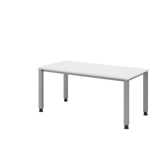 Schreibtisch Quebec - höhenverstellbar - B 1600 mm - 4-Fuß - silber/weiß
