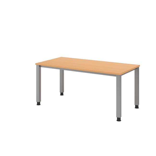 Schreibtisch Quebec - höhenverstellbar - B 1600 mm - 4-Fuß - silber/buche
