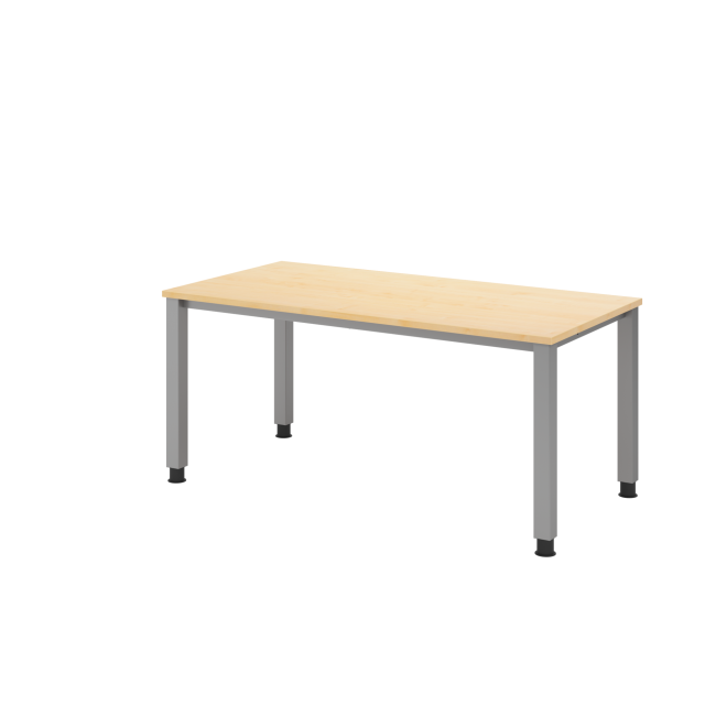 Schreibtisch Quebec - höhenverstellbar - B 1600 mm - 4-Fuß - silber/ahorn