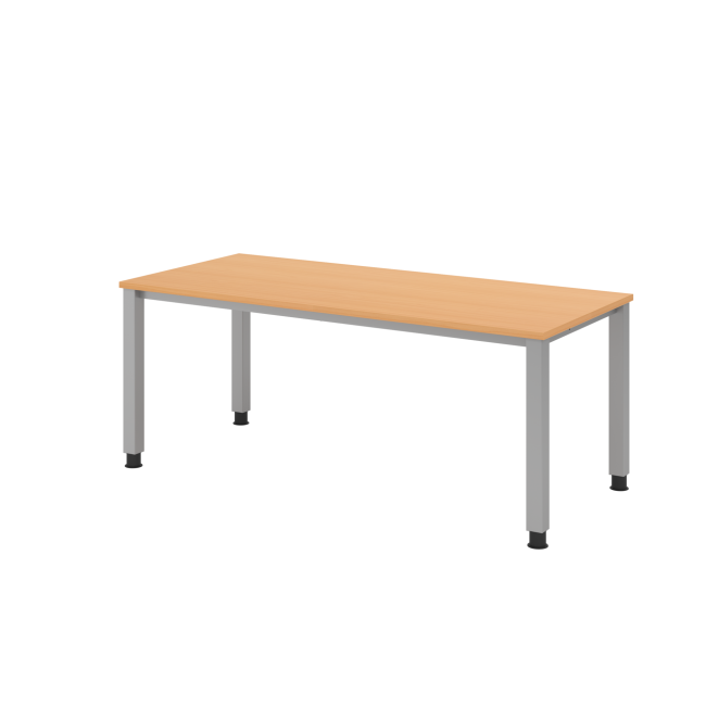 Schreibtisch Quebec - höhenverstellbar - B 1800 mm - 4-Fuß - silber/buche