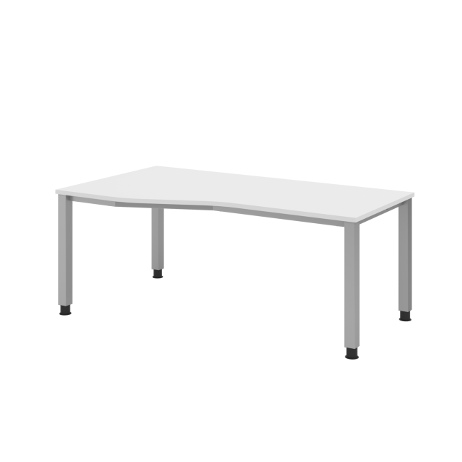 Freiformtisch Quebec - höhenverstellbar - 4-Fuß - silber/weiß