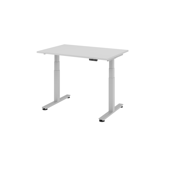 E-Tisch Jakarta - elektr. höhenverstellbar - 1200 x 800 - T-Fuß - silber/grau