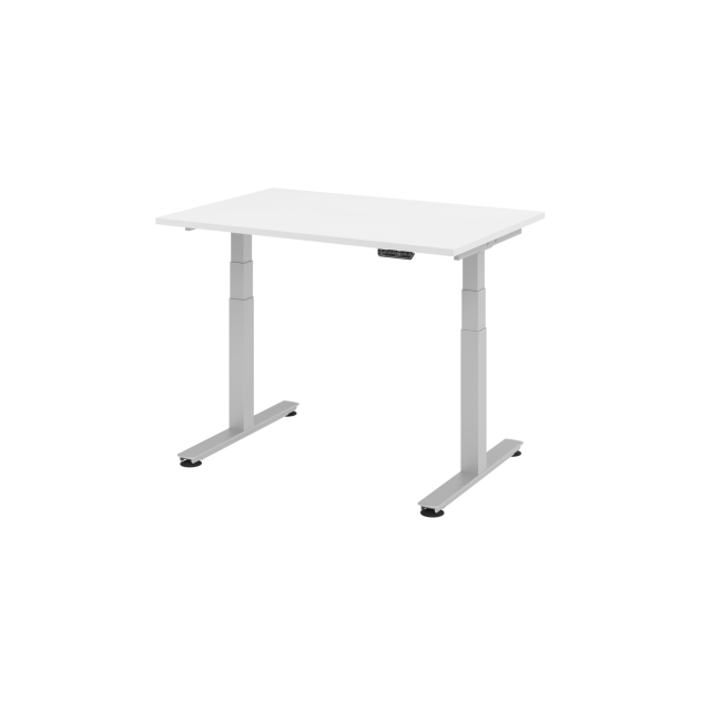 E-Tisch Jakarta - elektr. höhenverstellbar - 1200 x 800 - T-Fuß - silber/weiß