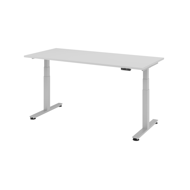 E-Tisch Jakarta - elektr. höhenverstellbar - 1800 x 800 - T-Fuß - silber/grau