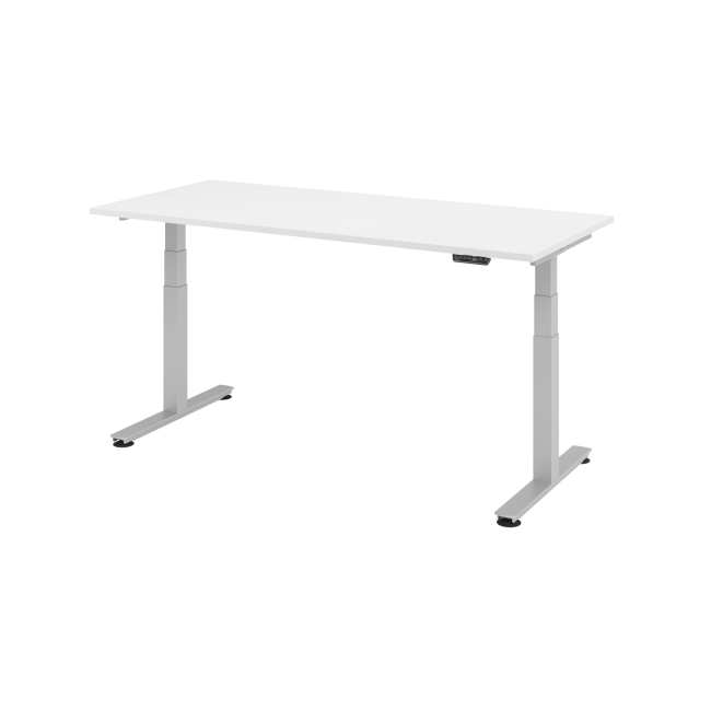 E-Tisch Jakarta - elektr. höhenverstellbar - 1800 x 800 - T-Fuß - silber/weiß