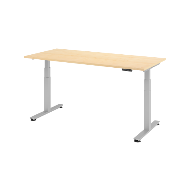 E-Tisch Jakarta - elektr. höhenverstellbar - 1800 x 800 - T-Fuß - silber/ahorn