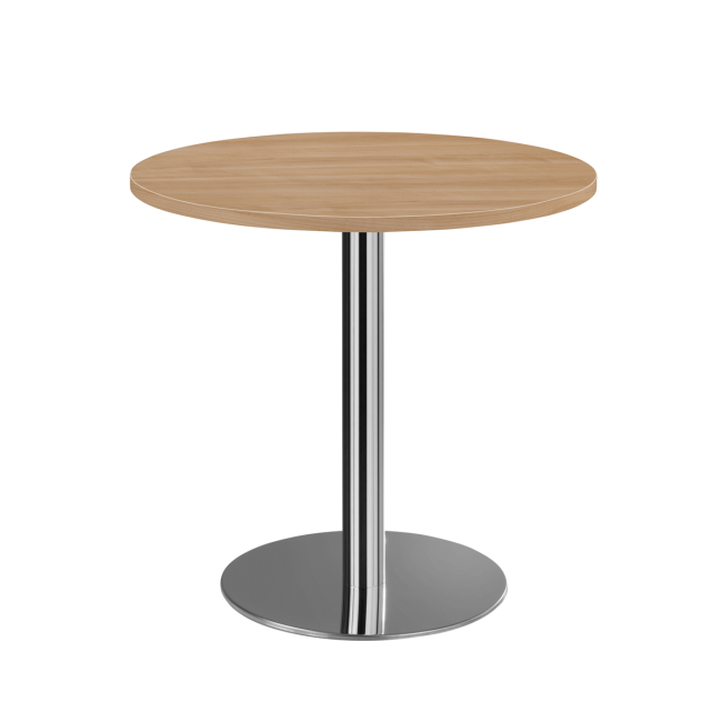 Säulentisch -  745 x Ø 1000 mm -  chrom/nussbaum