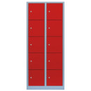 L&uuml;llmann&reg; XL F&auml;cherschrank mit 10 F&auml;chern - grau/rot