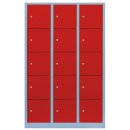 L&uuml;llmann&reg; XL F&auml;cherschrank mit 15 F&auml;chern - grau/rot