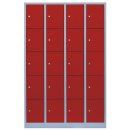 L&uuml;llmann&reg; F&auml;cherschrank mit 20 F&auml;chern - grau/rot