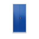 L&uuml;llmann&reg; Mehrzweckschrank mit Fl&uuml;gelt&uuml;ren - Garderobe - Fachb&ouml;den - grau/blau