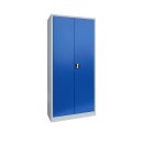 L&uuml;llmann&reg; Mehrzweckschrank mit Fl&uuml;gelt&uuml;ren - Garderobe - Fachb&ouml;den - grau/blau