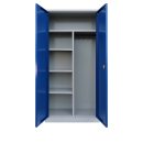 L&uuml;llmann&reg; XL Mehrzweckschrank mit Fl&uuml;gelt&uuml;ren - Garderobe - Fachb&ouml;den - grau/blau