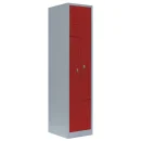 Platzsparender Lüllmann 2er Z-Metallspind - grau/rot