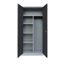 L&uuml;llmann&reg; Mehrzweckschrank mit Fl&uuml;gelt&uuml;ren - Garderobe - Fachb&ouml;den - grau/anthrazit