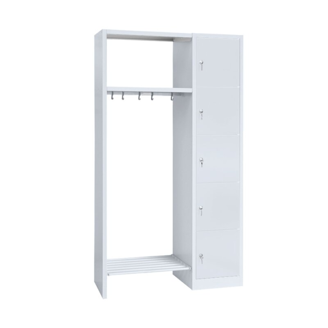 Offene Garderobe - Schrank mit 5 Fächern rechts - grau