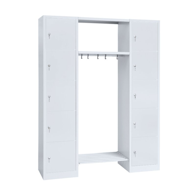 Offene Garderobe - 2 Schränke mit je 5 Fächern - grau