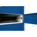 Laptopschrank Schlie&szlig;fachschrank Notebookschrank 10 F&auml;cher mit je einer Steckdose 230V pro Fach grau/blau 526441
