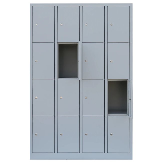 Fächerschrank mit 16 Fächern Schließfachschrank Wertfachschrank Spind 180cmx117cmx50cm